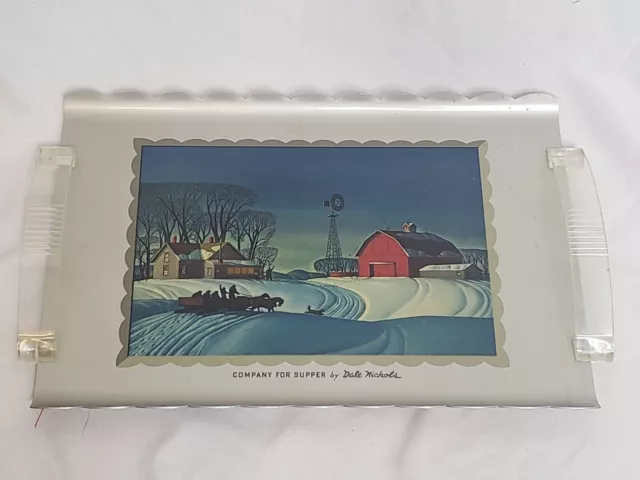 Company For Supper Dale Nichols Aluminum Tray Plastic Handles 11 X 7.5 Inches