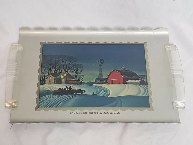 Company For Supper Dale Nichols Aluminum Tray Plastic Handles 11 X 7.5 Inches