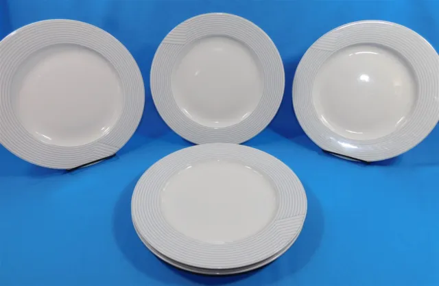 5 ROYAL MOSA Holland White With Blue Stripes 10.5" Dinner Plates