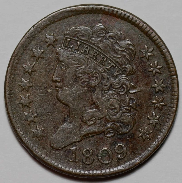 1809 Classic Head Half Cent - Rotated Die - US 1/2c Copper Penny Coin - L30