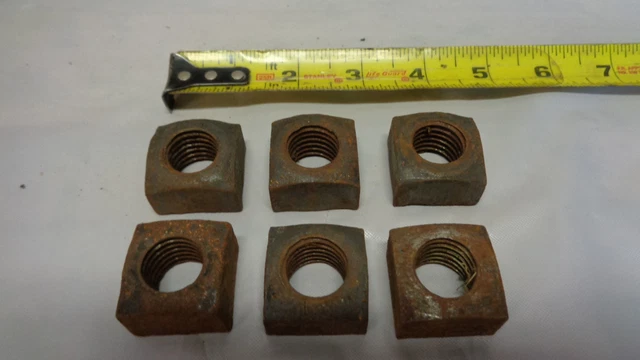 LOT of 6 - 3/4"- 10 National Coarse Thread Square Steel Nuts (S0604-1)