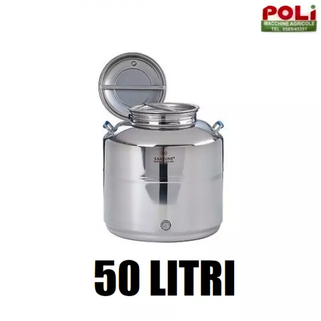 Fusto Contenitore Bidone Olio Sansone Europa Originale Acciaio Inox 50 Lt