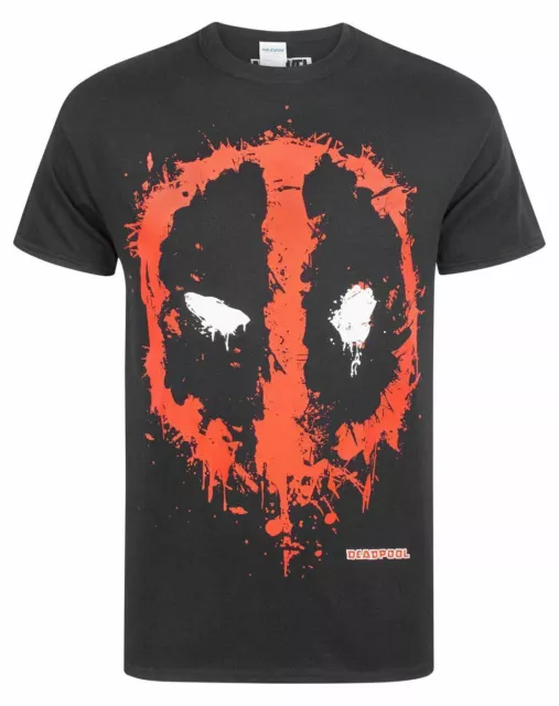 Marvel Deadpool Splat Red Logo T-shirt noir de hommes adultes Top