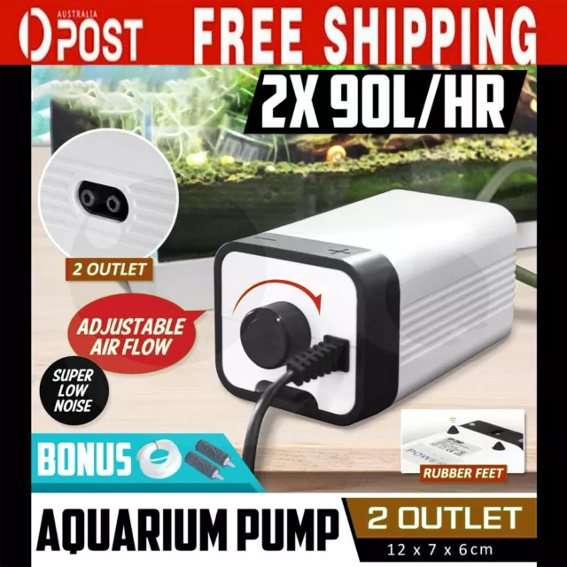 SUNSUN Aqua Aquarium Air Pump Oxygen Fountain Pond Water Fish Tank 2 Outlet AU