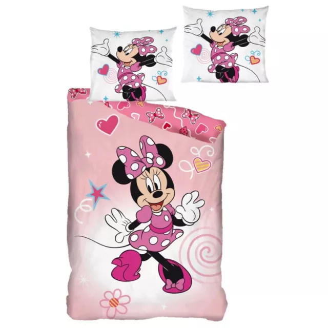 AYMAX - Parure de lit réversible Disney Minnie - Rose et Blanc - 140 cm x 200 cm