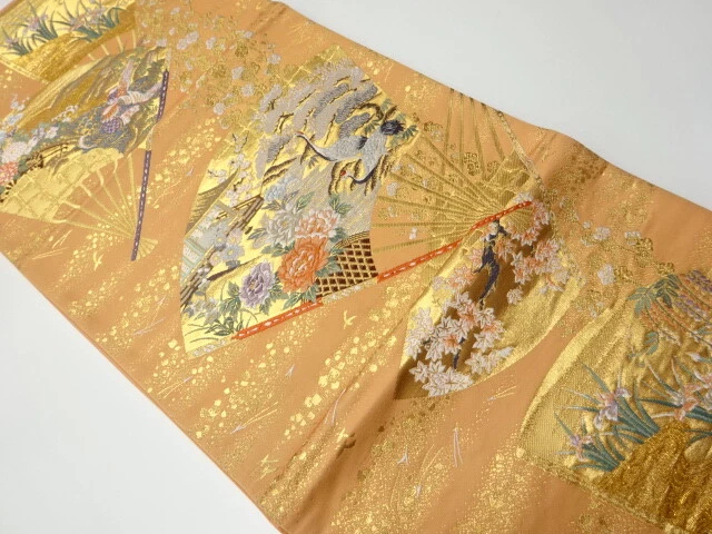 5924179: Japanese Kimono / Vintage Fukuro Obi / Woven Crane & Mandarin Ducks