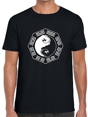 T-Shirt uomo nera maglietta YIN YANG BAGUA arti marziali Karate Kung Fu Aikido