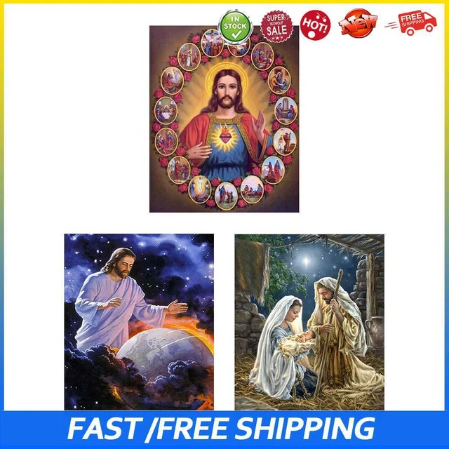 #b Kit de pintura por número sin marco religioso Jesús pintado a mano lienzo Art Deco