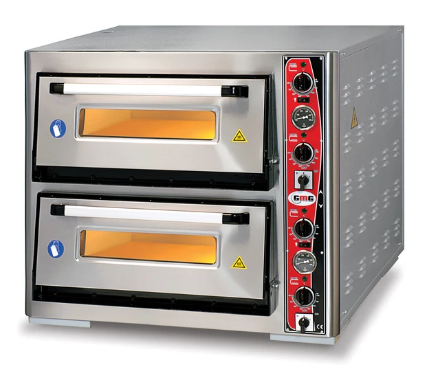 Elektro Pizzaofen mit 2 Kammern Pizzabackofen 4+4 Pizzen Flammkuchen Pizzaöfen