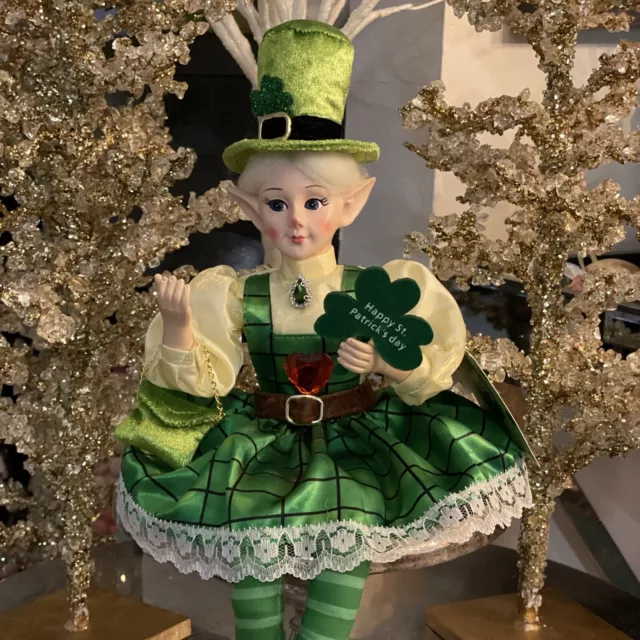 St. Patrick's Day Fairy Elf Shelf Sitter 17” Posable Mantel Tabletop Decor Pixie 2