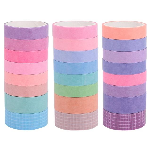 24 Rolls Décoratif Ruban Washi De Couleur Unie Embellissements D'album Treillis