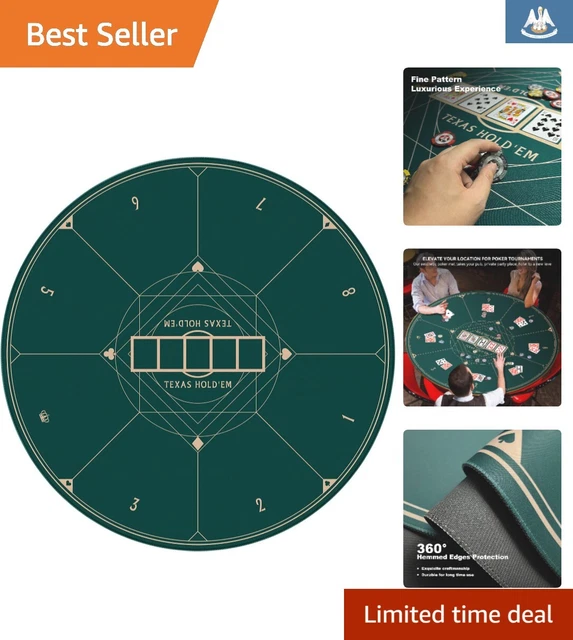 Deluxe 47 Inch Round Poker Mat - Strong Edges - Texas Hold'em - 6-8 Players