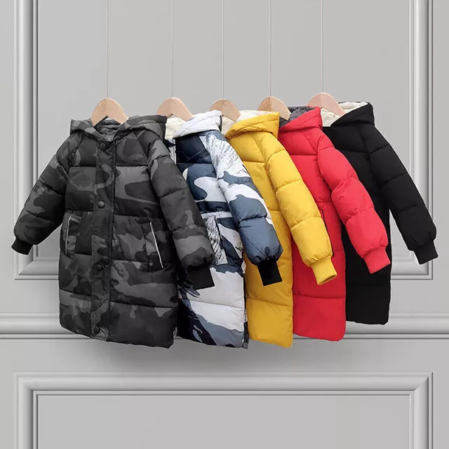 Kids Boys Coats Back To School Fur Hooded Parka Jacket Winter Warm Coat 2023 New