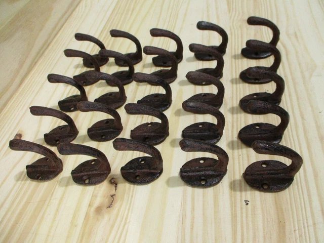 25 Small Rustic Coat Hooks Cast Iron Wall Mount Hat Hook Towel Cap Dog Leash Key 4