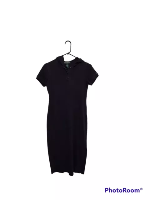 Lauren Ralph Lauren Blue Polo Shirt Dress Rugby Sporty Hooded  Casual PP