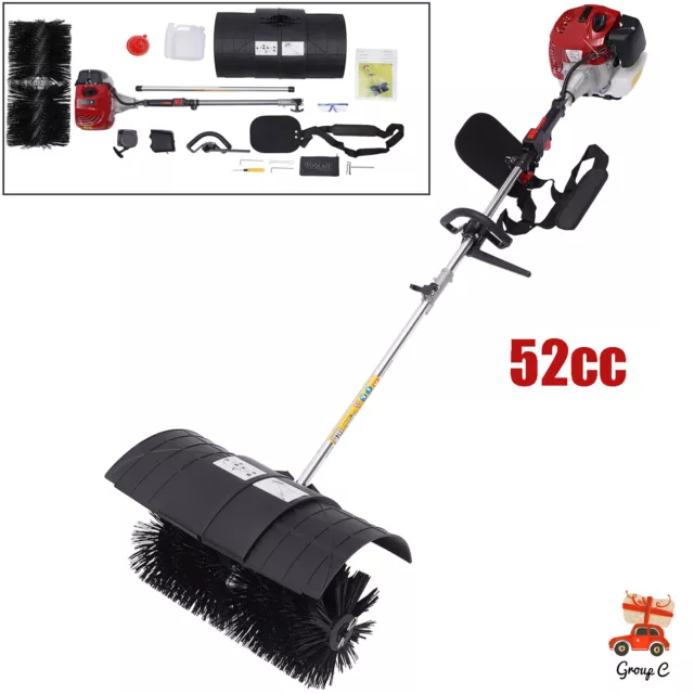 52cc Gas Power Handheld Sweeper Broom Driveway Turf Artificial Grass Snow Clean