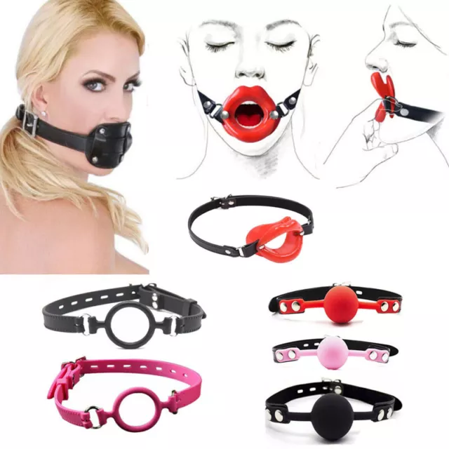 Silicone Open Mouth Gag Lips Head O Ring Ball Restraints Strap Plug Insert Bdsm Picclick