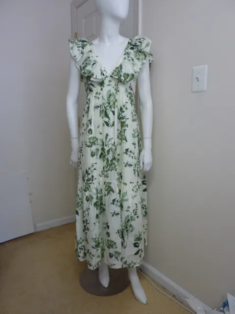 Elie Tahari Ruffle Trim  V-Neck Maxi Dress Size:8  $395  NWT