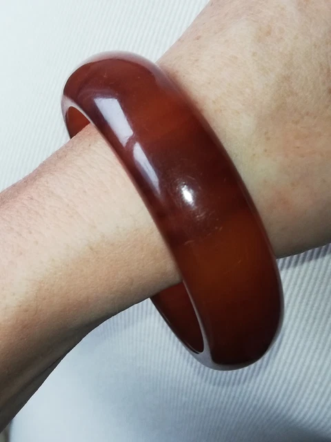 Bracelet Jonc Ancien En Bakélite Ambre - Vintage Français - Bijou Rétro