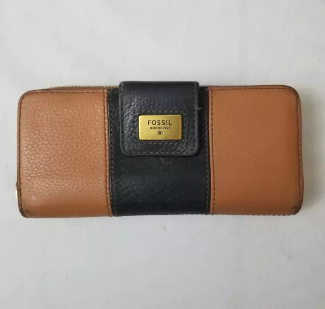 Vintage Fossil Womens Bifold Wallet Brown Tan Two-tone Snap
