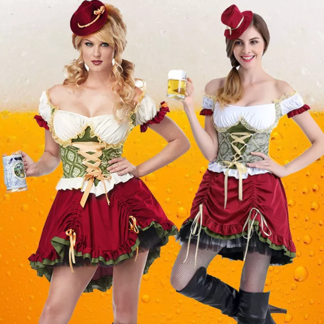 LADIES BAVARIAN BEER MAID Oktoberfest Waitress Fancy Dress Costume UK Sizes 8 24 24.95 PicClick UK