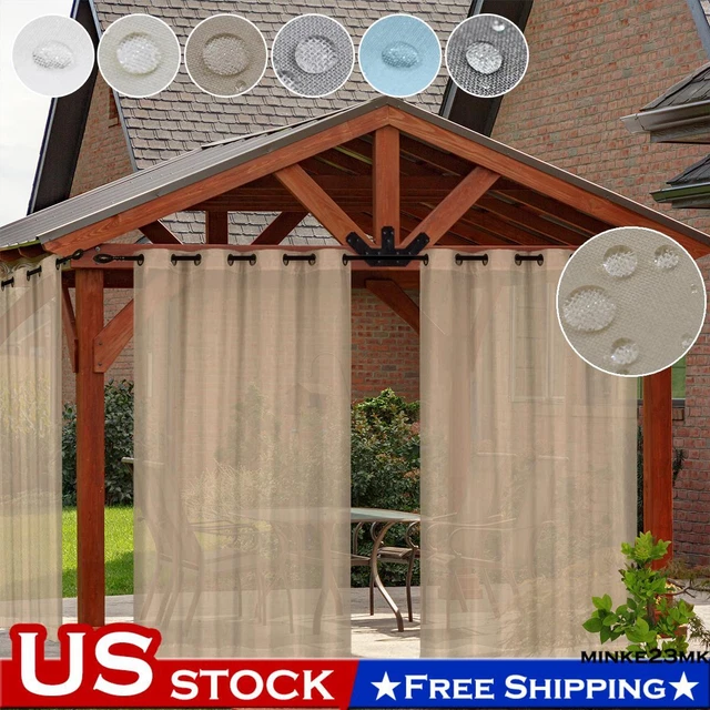 Waterproof Sheer Outdoor Curtains Patio Voile Drapes Gazebo Garden Pergola Panel