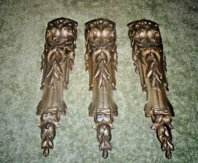 Three Antique,Cast Brass/Ormulu Furniture Mounts--24Cms