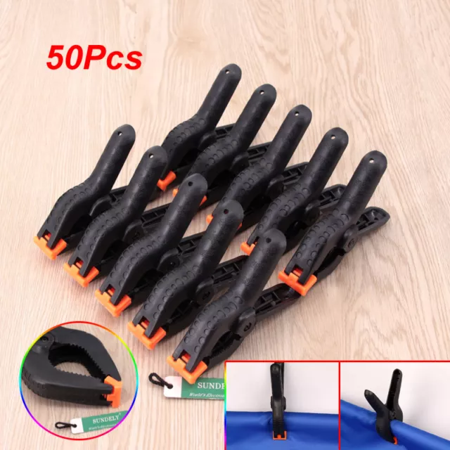 50 X 4" Strong Plastic Spring Clamps Market Stall Clips Nylon Large Tarpaulin UK 3