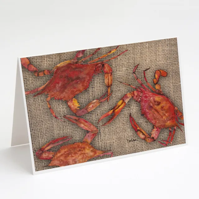 Cooked Crabs on Faux Burlap Greeting Cards and Envelopes Pack of 8 8742GCA7P