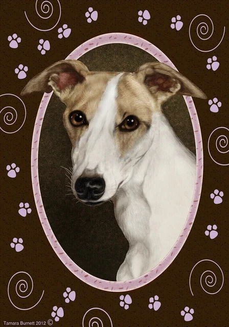 Paws House Flag - Fawn and White Whippet 17441