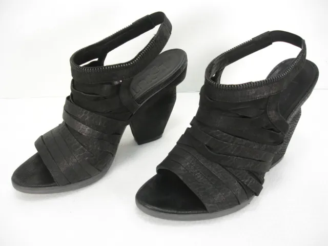 Ld Tuttle Black Nubuck Leather Strappy Open Toe Slingbacks Shoes Women's 39.5