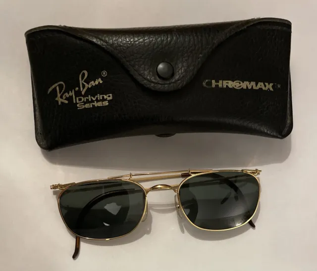 Vintage B&L Ray Ban Gold Chromax Outdoorsman Explorer Aviator Sunglasses W Case