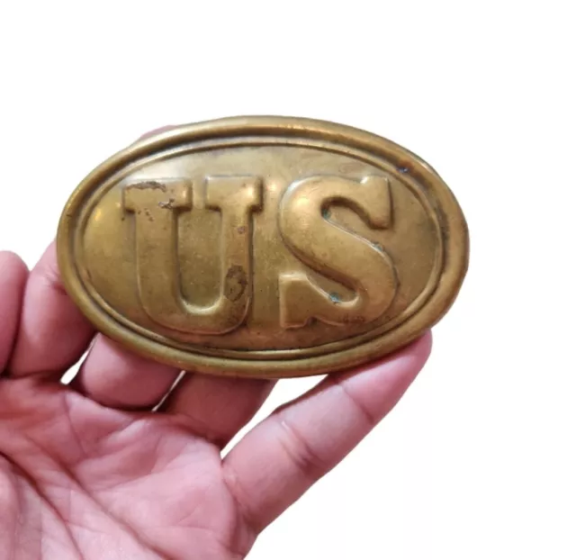 Vintage Brass Plated Civil War US Belt Buckle 3.5"