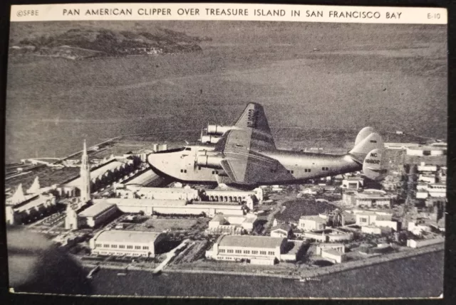 Pan American Clipper Airplane Treasure Island San Francisco Bay CA Postcard A25