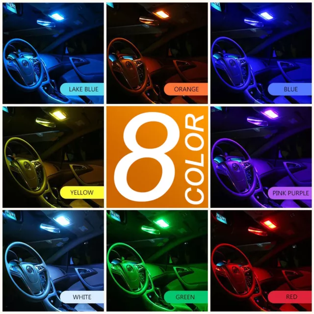 A1 2x RGB 8-Color LED Panel Light 24-SMD 5050 Interior Dome Map Universal Bulbs