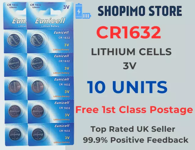 10 X CR1632 DL1632 BR1632 Battery Lithium Coin Button Batteries RM24 Shipping UK