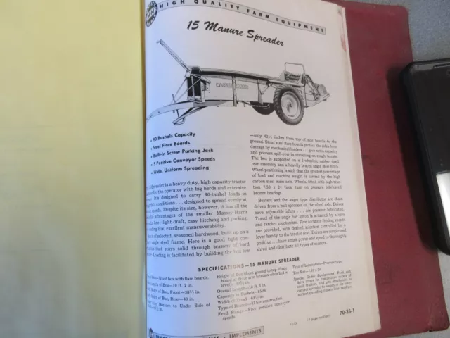 Massey Harris 15 Manure Spreader Sheets from Dealer Catalog 4 Page