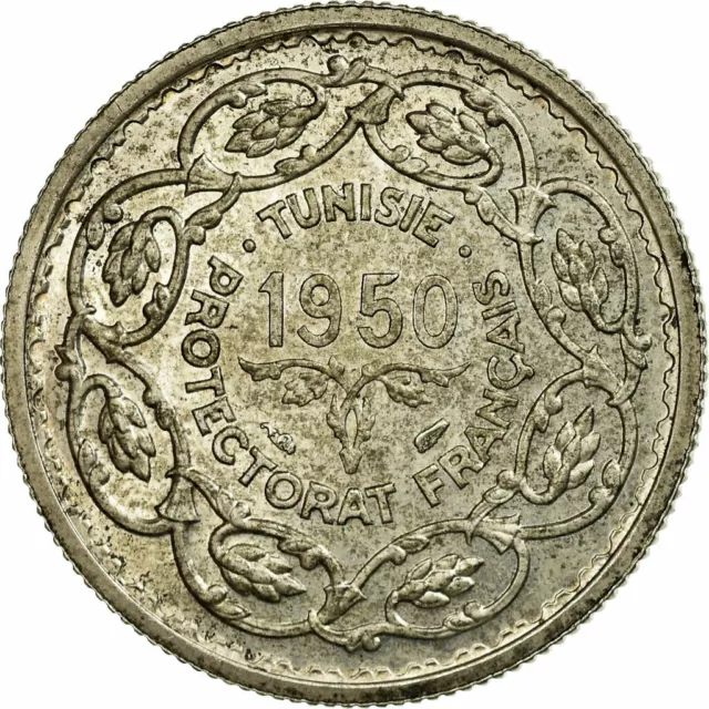 [#52174] Coin, Tunisia, Muhammad al-Amin Bey, 10 Francs, 1950, Paris, AU, Sil, v