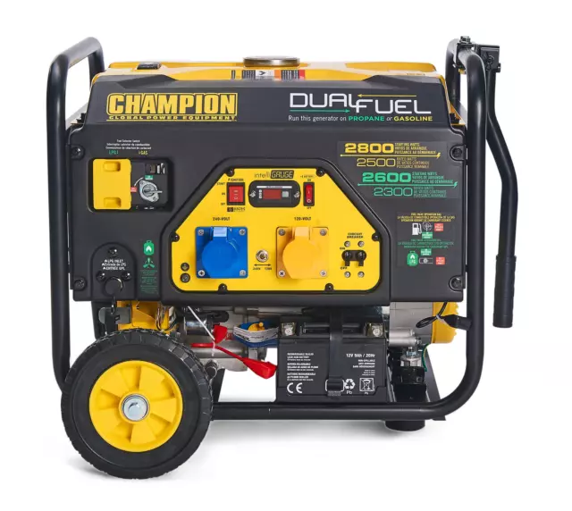 Champion 2800 Watt LPG Dual Fuel Portable Frame Type Generator, Electric Start