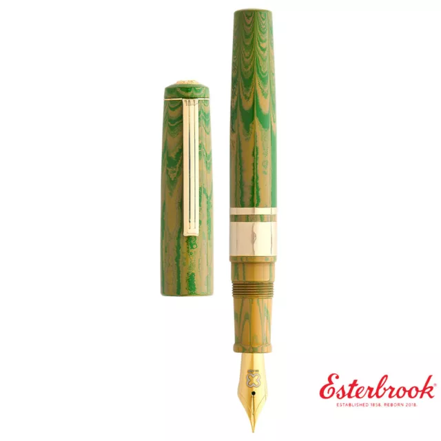 Esterbrook Model J Lotus Green Ebonite Gold Plate Trim Fountain Pen Medium