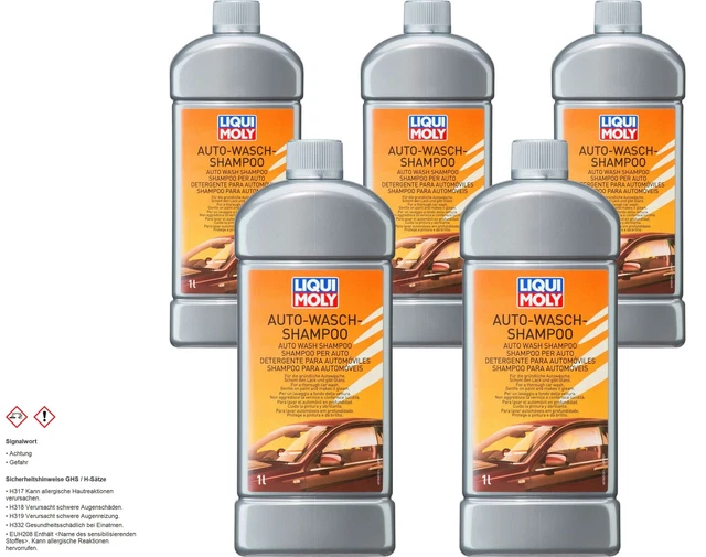 5x LIQUI MOLY Shampoo Lavaggio Auto Bottiglia Shampoo Lavaggio Auto 1545 Plastica 1 l