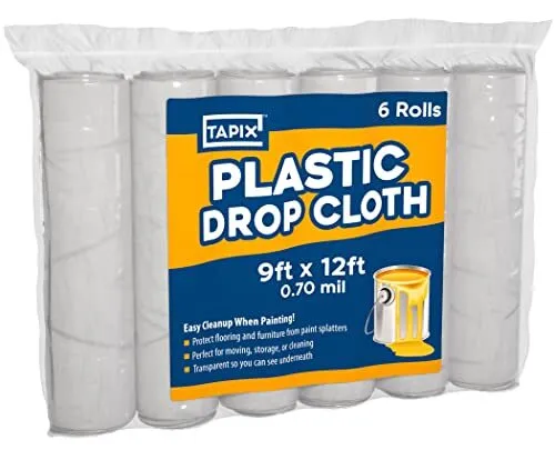 Painters Plastic Drop Cloth 6 Pack 9x12 Feet Plastic Tarp Dust Cover Plastic