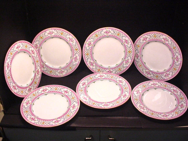 Mintons Queens Trellis Plates Luncheon Salad 9" Set of 7 Antique