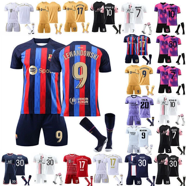 23-24 Adults Kids Kits Training Suits Short Shirt+Shorts+Sock Sports Sets UK Gz