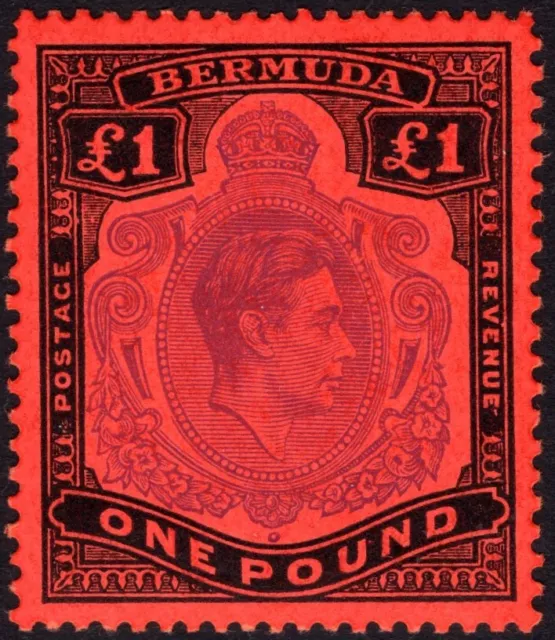 BERMUDA-1951 £1 Violet & Black/Scarlet Perf 13 Sg 121d LIGHTLY MOUNTED MINT