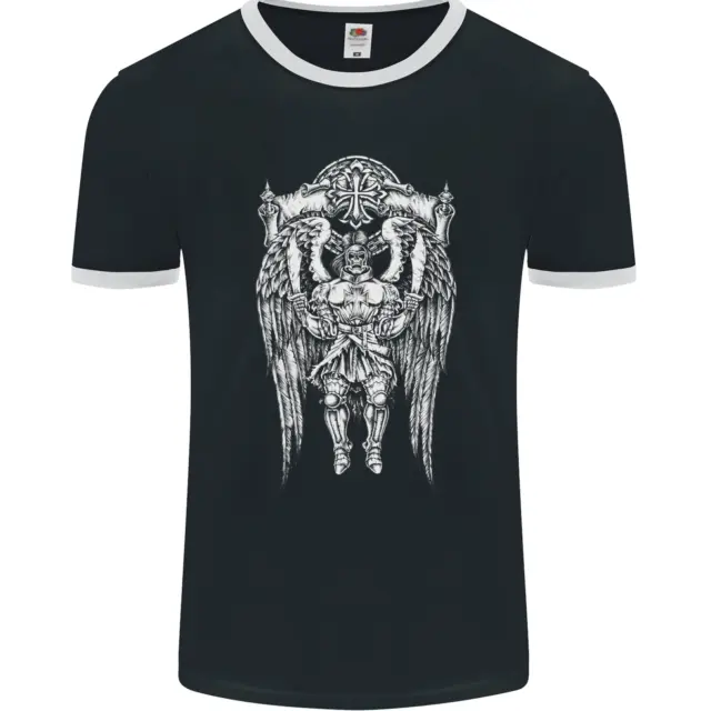 Knights Templar Skull Roman Warrior MMA Gym Mens Ringer T-Shirt FotL
