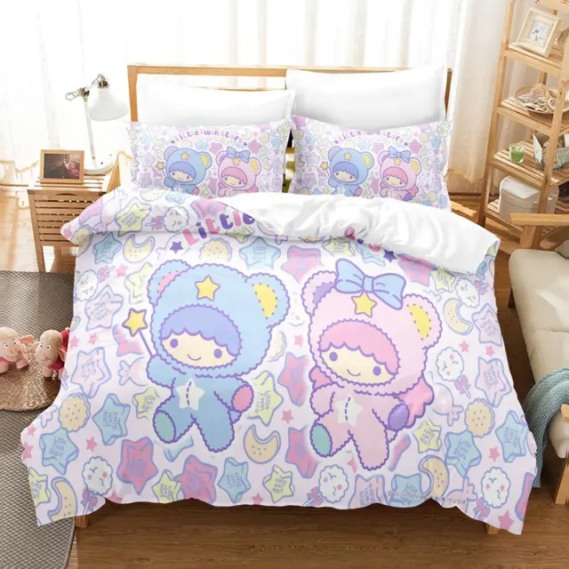 Cartoon Sanrio Bedding Set 2/3Pcs Kids Gift Quilt Duvet Cover Single Double &1DS