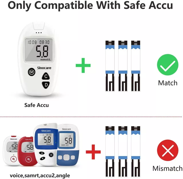 Sinocare Diabetes Sugar Meter Blood Glucose Monitor Testing Kit or Test Strips 3