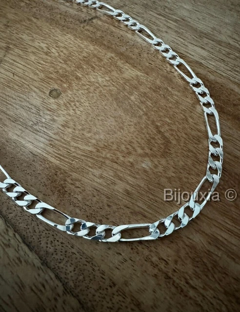 Chaîne En Argent Massif Maille Figaro - Longueur 50 Cm - Poids 7,27 G - Occasion