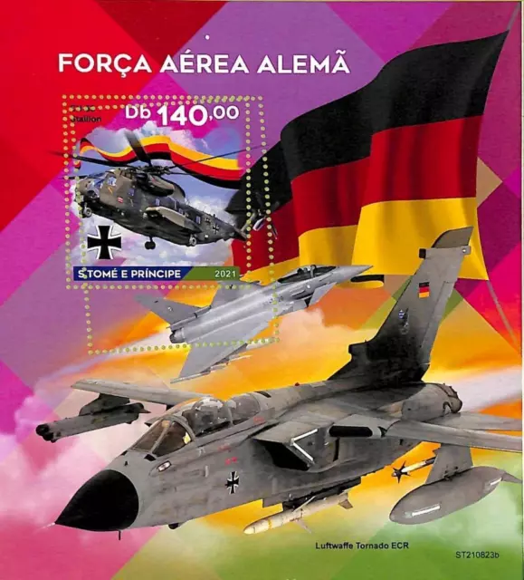 A9231 - S.TOME E PRINCIPE - ERROR MISPERF Stamp Sheet - 2021 - GERMAN AIR FORCE